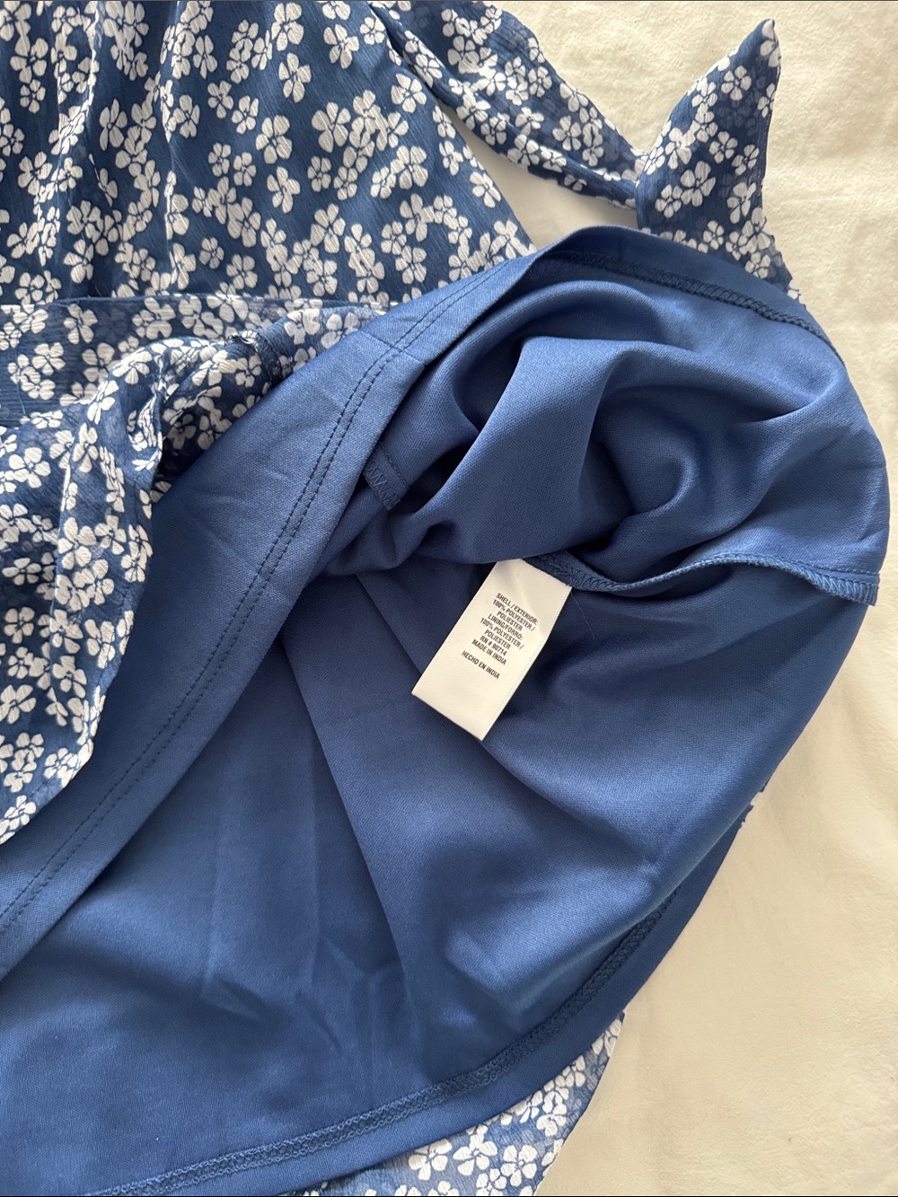 MSK Navy Blue Floral Midi Wrap Dress - Picture 4 of 5